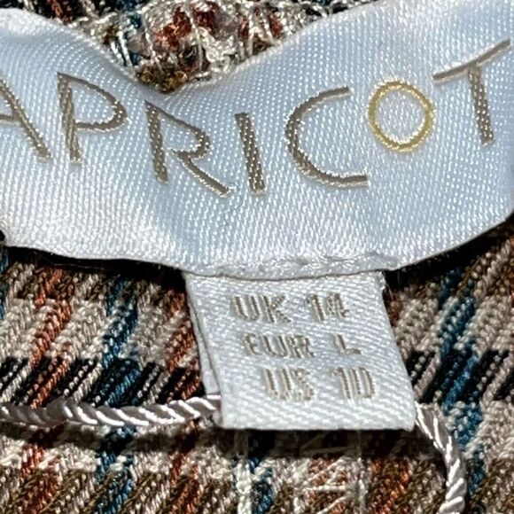 Apricot Clothing Womens 10 Houndstooth Paperbag Pants Brown Tan Tie Waist NWT - Picture 4 of 10